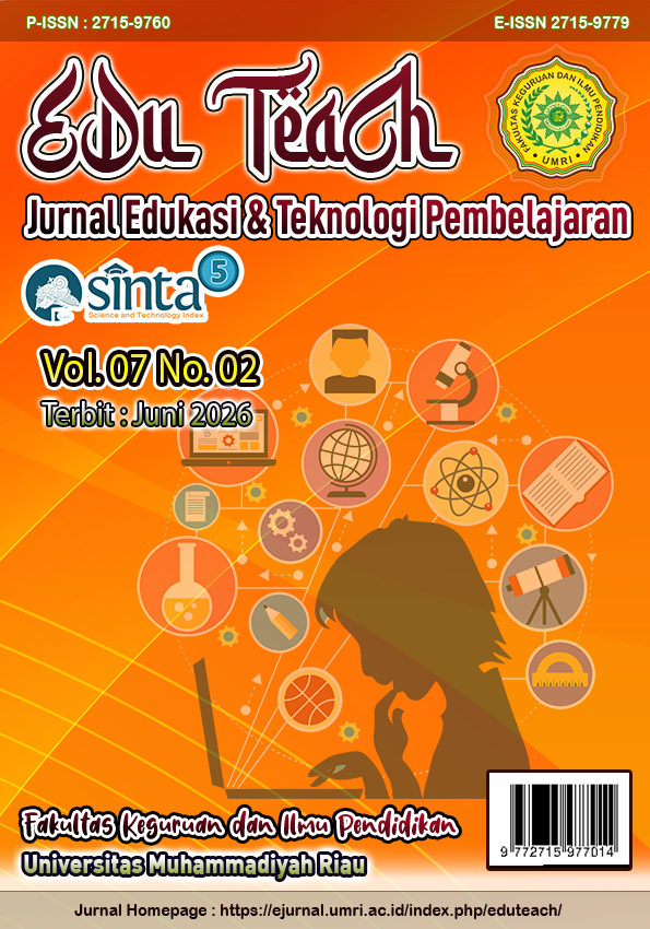 					View Vol. 7 No. 1 (2026): EduTeach | Jurnal Edukasi dan Teknologi Pembelajaran
				